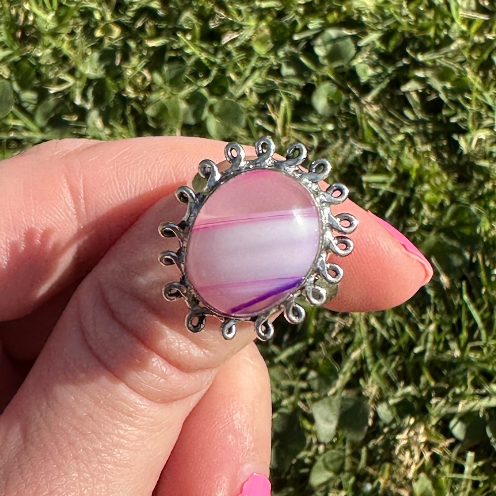 Purple Fluorite Size 9 Ring